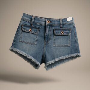 Celebrity Pink Raw Edge Cutoff Denim Shorts Womens 9/29 Blue Motivational Wash